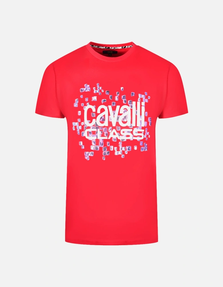 Cavalli Class Scales Design Logo Red T-Shirt