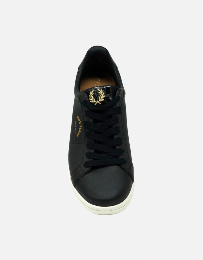 B1271 102 Black Leather Trainers
