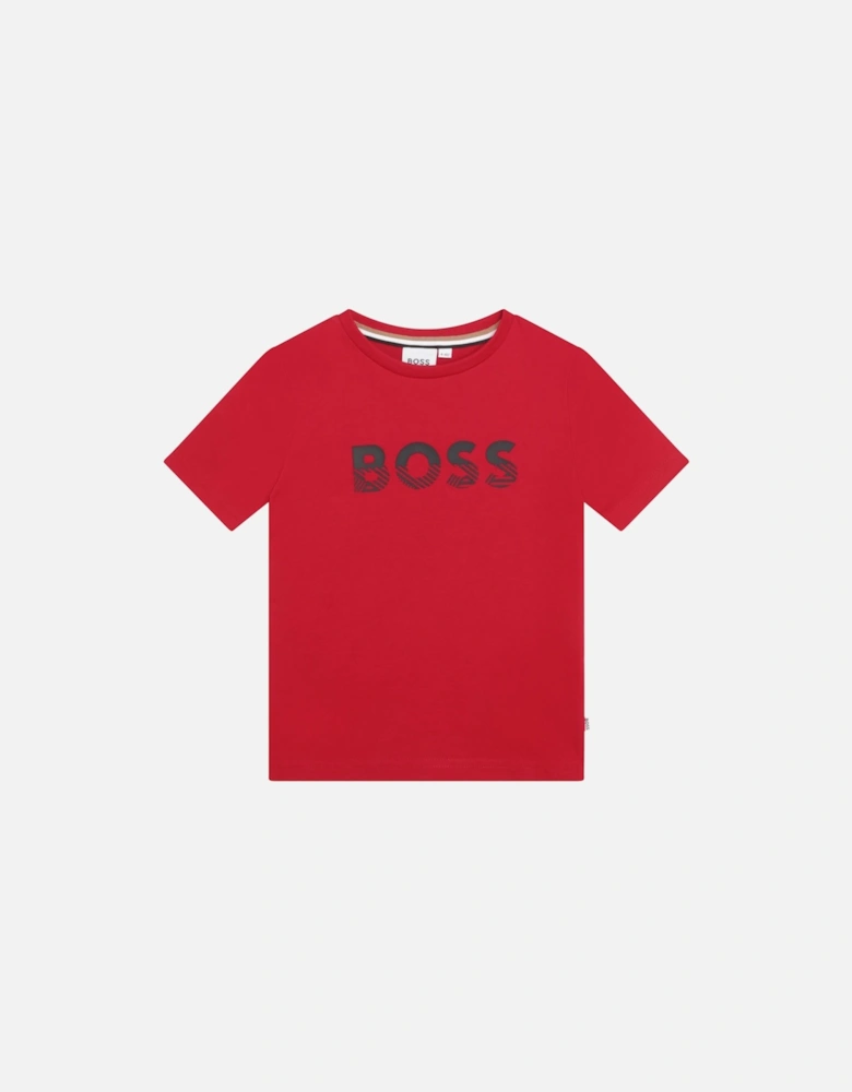 Boys Red Logo Short Sleeve T-Shirt