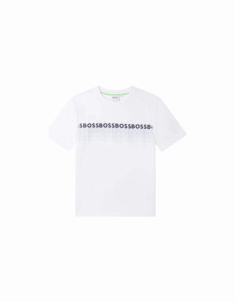 Boys White Gradient Logo Short Sleeve T-shirt