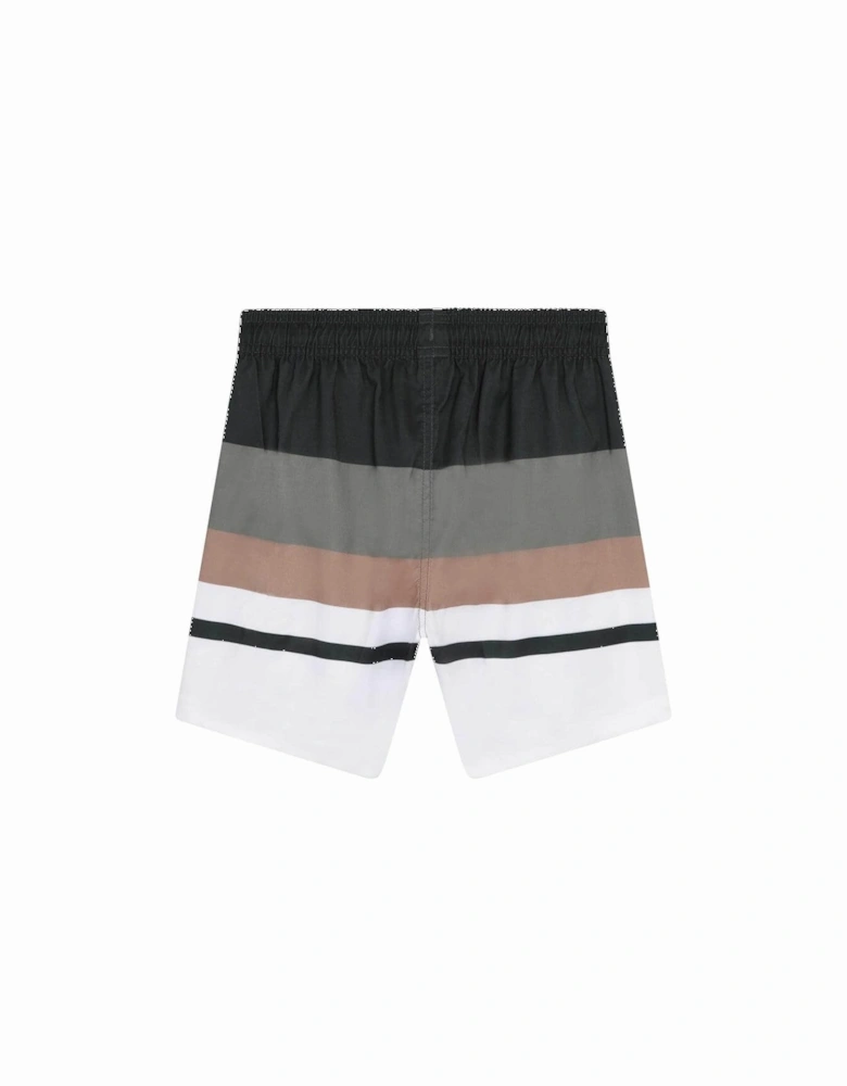 Boys Stripe Khaki Swim Shorts