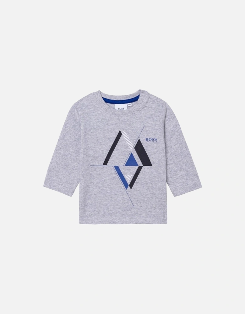 Baby Boys Grey Triangle Long Sleeve T-Shirt