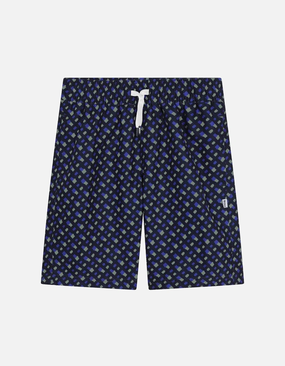 Boys Navy Monogram Logo Swim Shorts, 4 of 3