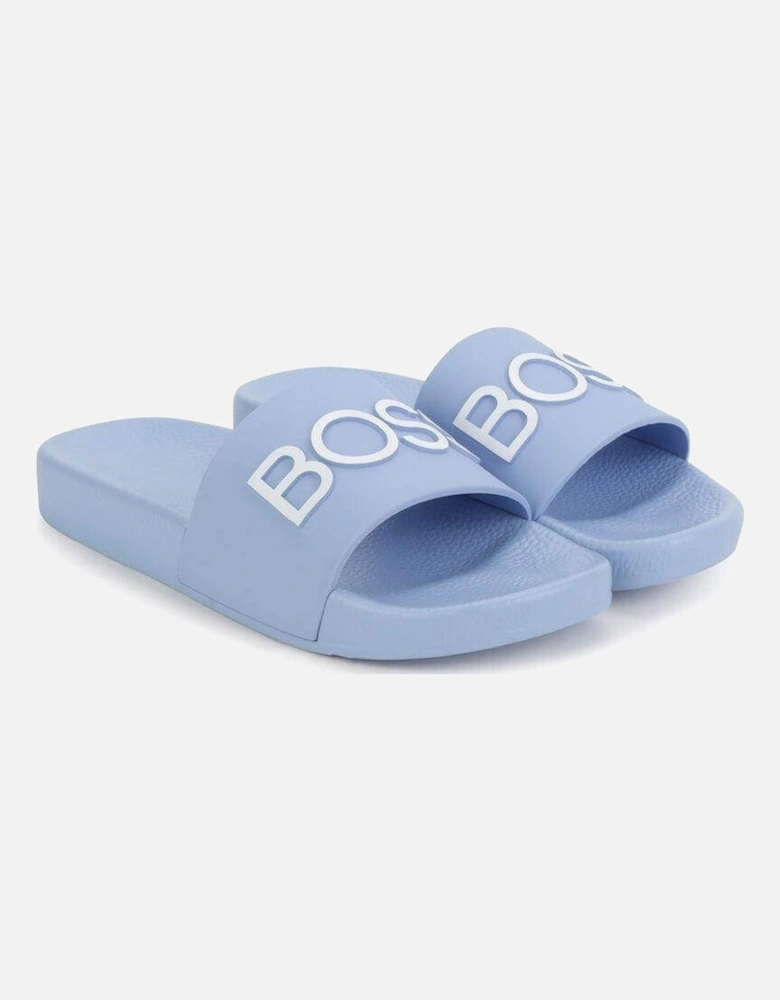 Boys Pale Blue Logo Sliders