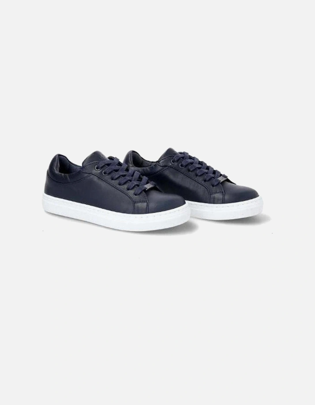 Boys Navy Leather Trainers, 6 of 5