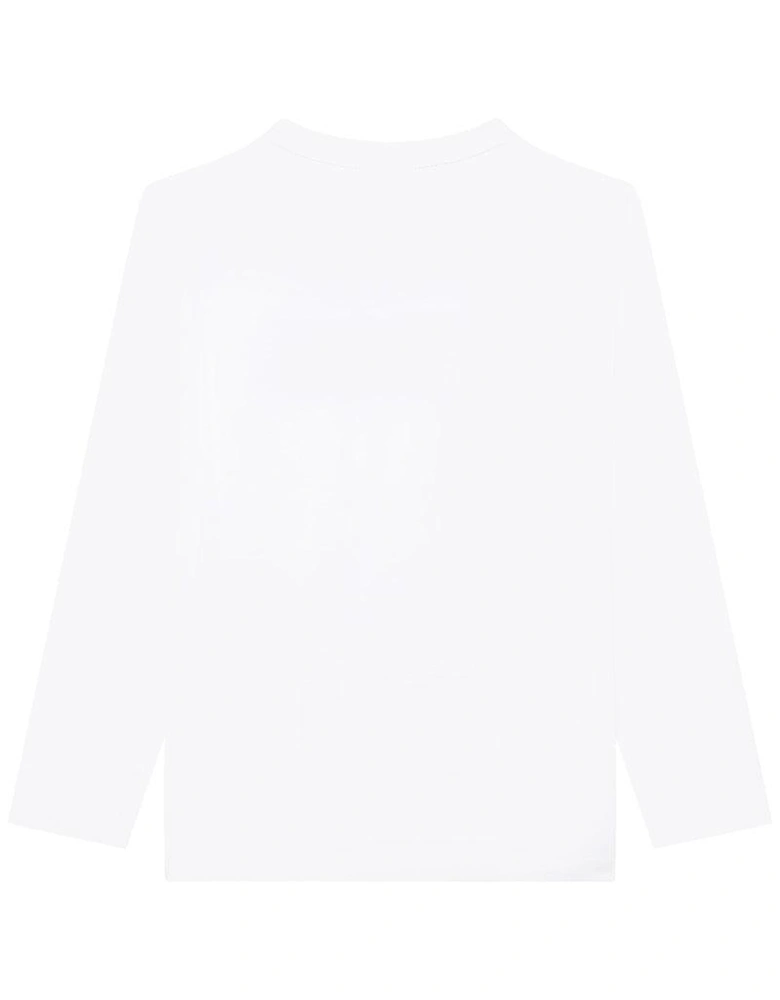 Boys White Long Sleeve Logo T-Shirt
