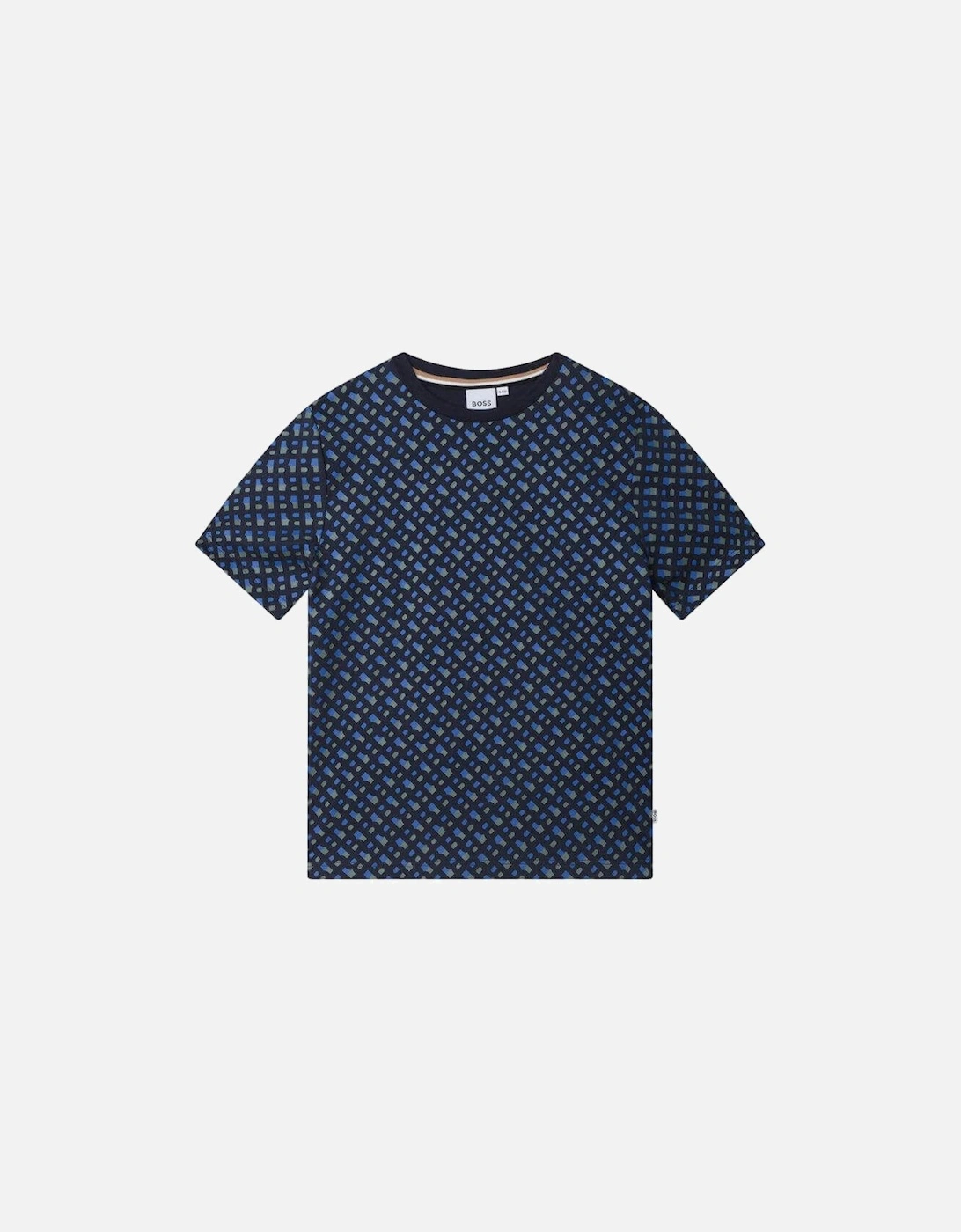 Boys Blue Cotton All Over Print T-shirt, 3 of 2