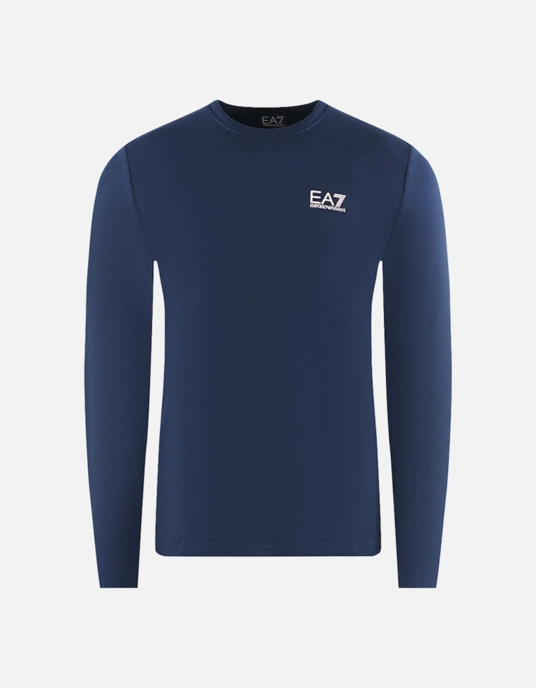 Large Back Logo Long Sleeved Navy Blue T-Shirt