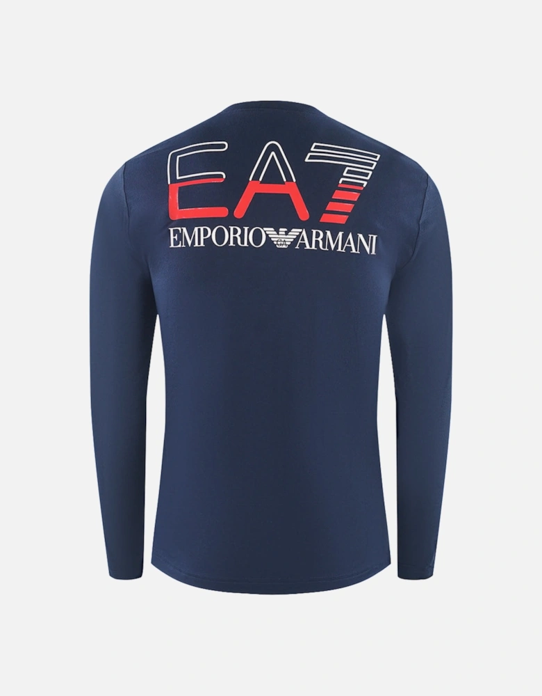 Large Back Logo Long Sleeved Navy Blue T-Shirt