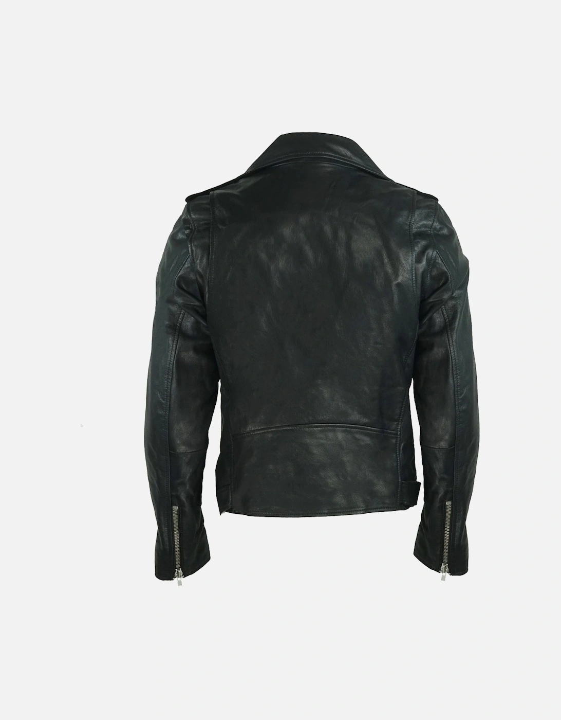 R-Lumenirok Black Leather Biker Jacket