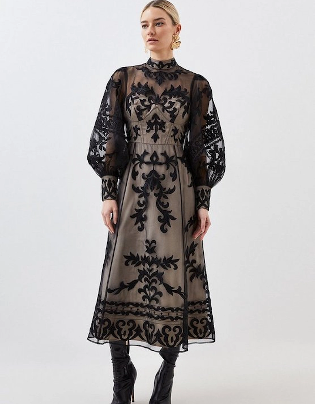 Petite Baroque Applique Woven Maxi Dress, 5 of 4