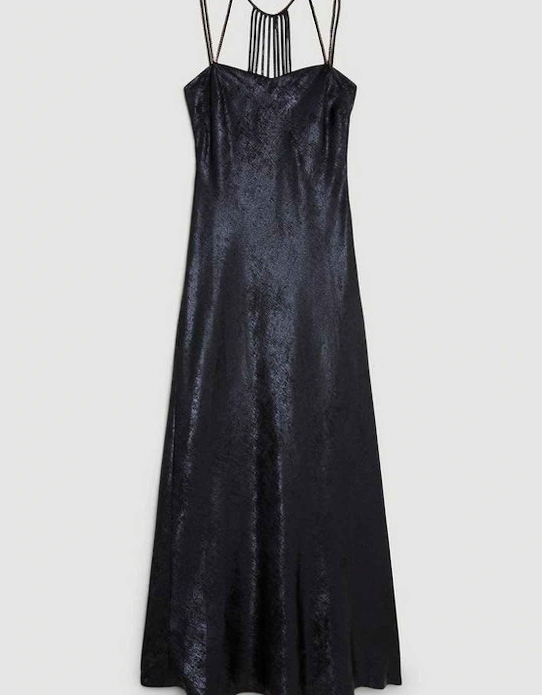 Premium Metallic Diamante Detail Woven Midaxi Dress