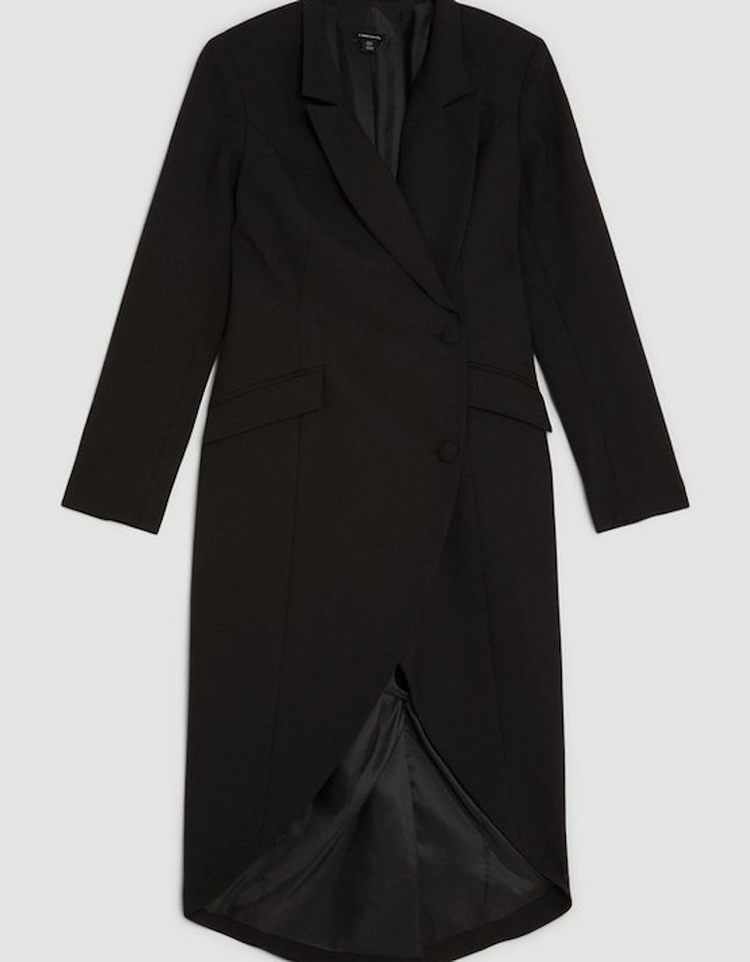 Wool Blend Tailored Pocket Detail Tuxedo Coat