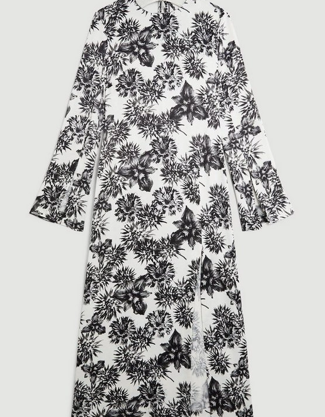 Mono Floral Woven Viscose Satin Midi Dress