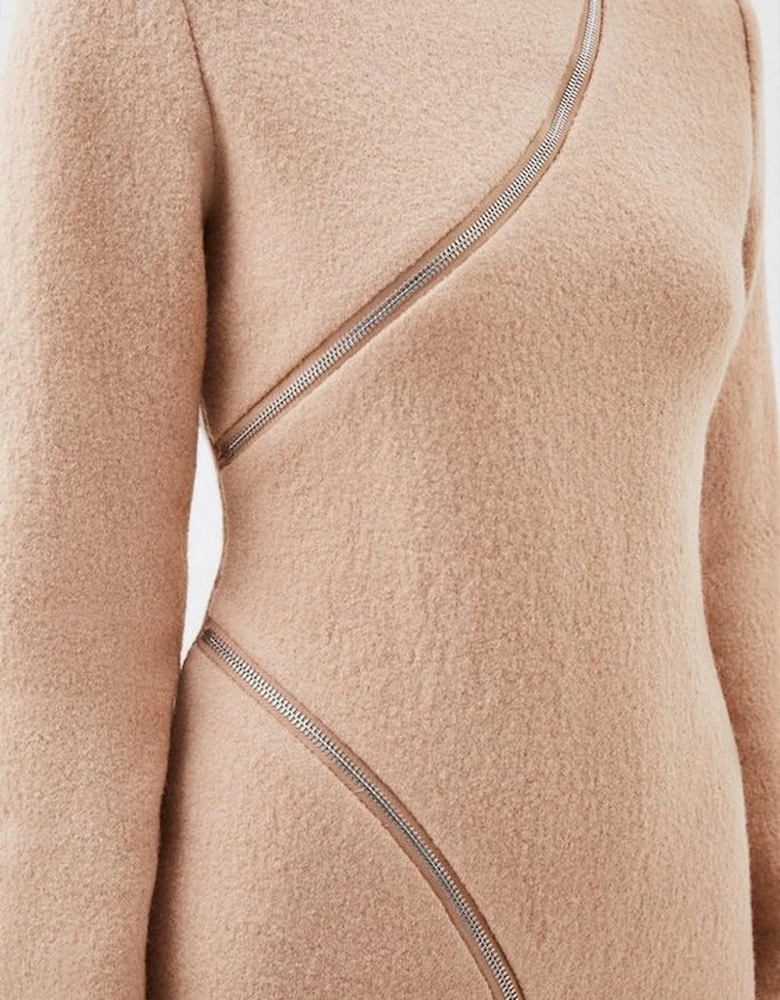 Petite Wool Knit Zip Detail Midi Dress