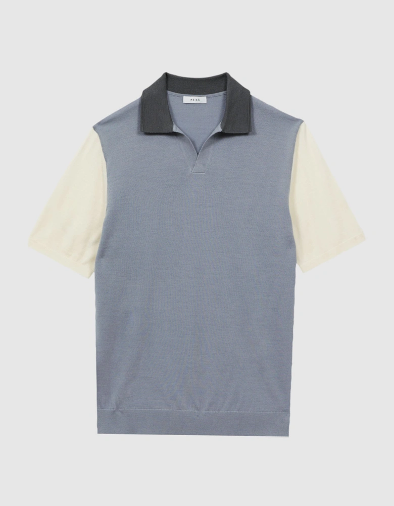 Wool Open Collar Polo Shirt