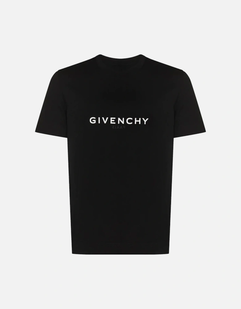 Reverse Paris Logo Print Slim fit T-Shirt in Black