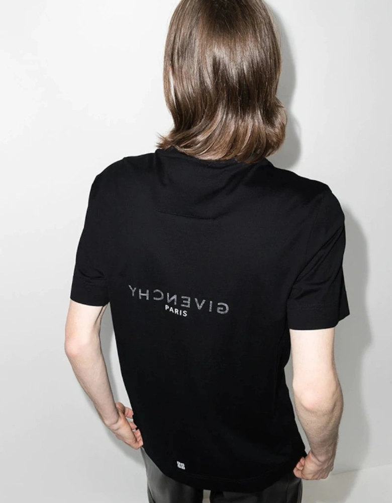 Reverse Paris Logo Print T-Shirt in Black