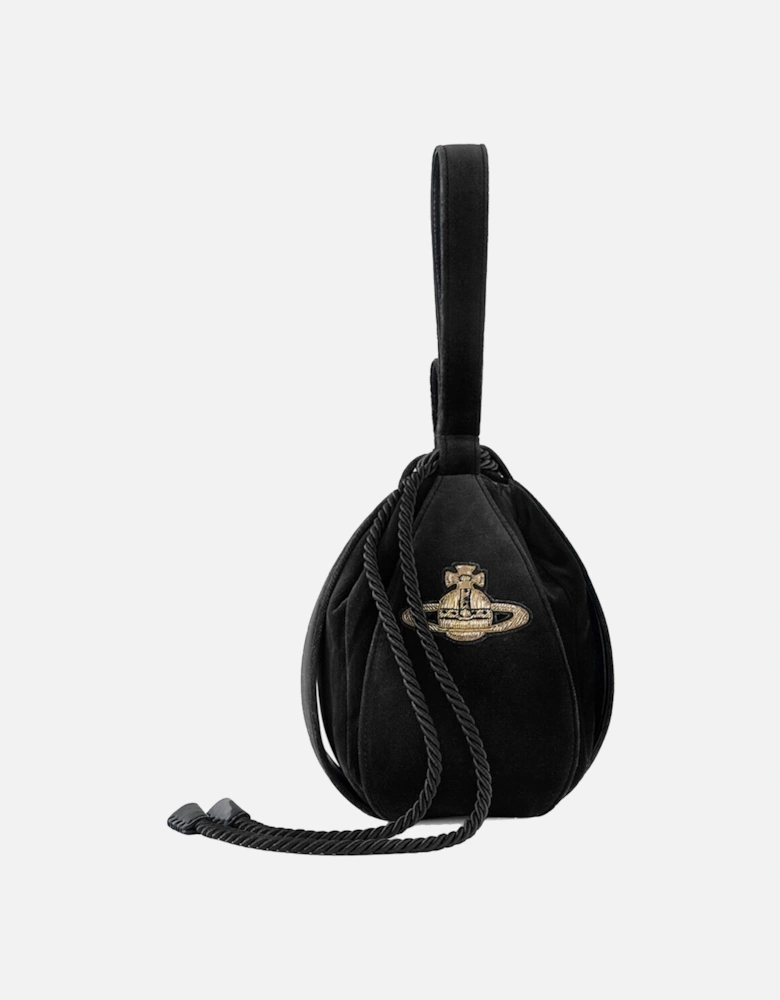 Kitt Velvet Black Bucket Bag