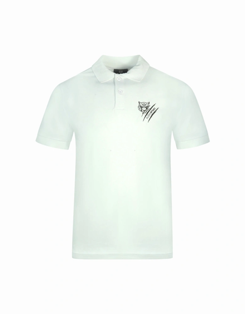 Plein Sport Tiger Slash Logo White Polo Shirt