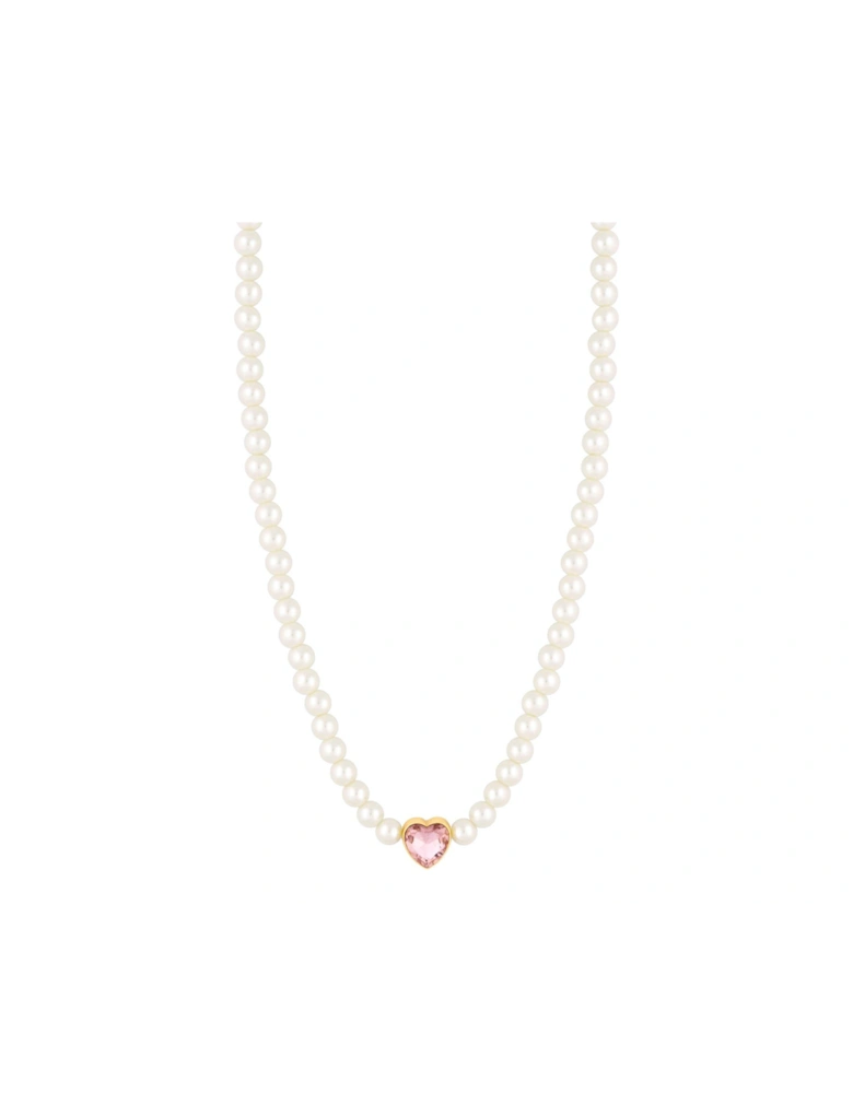 Pearl Pink Heart Choker Necklace - Gift Boxed