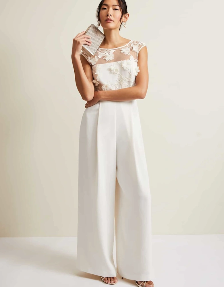 Cherie Bridal Floral Textured Jumpsuit