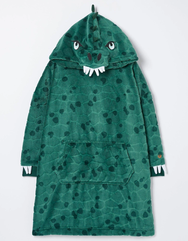 Boys Crocodile Oversized Fleece Hoodie - Green