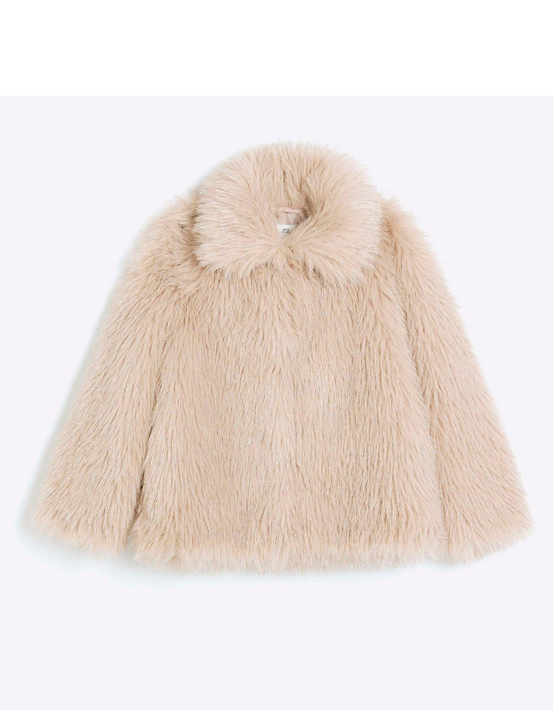 Girls Tinsel Faux Fur Coat - Pink, 5 of 4