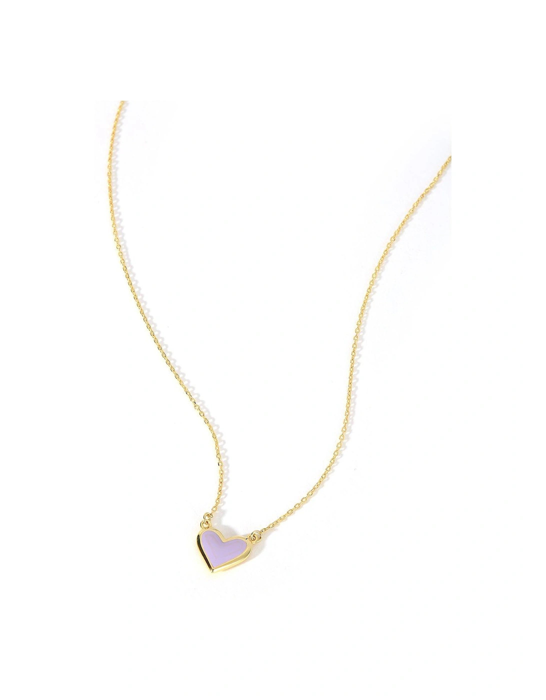 Gold Plated Sterling Silver Heart Lilac Enamel Necklace, 2 of 1