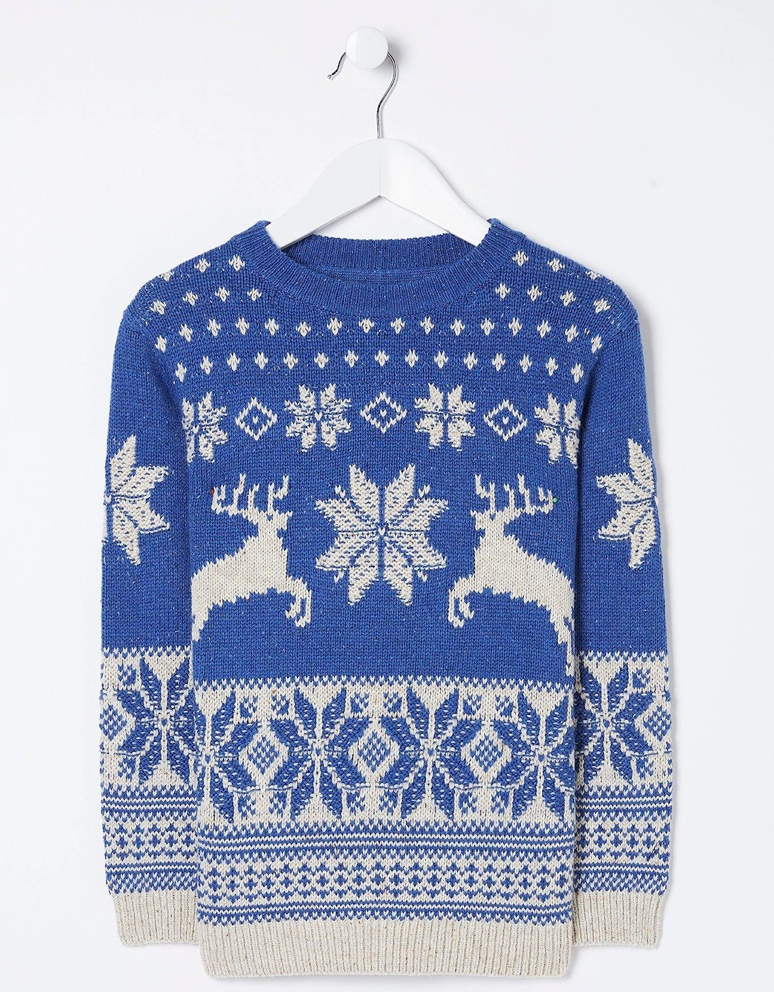Boys Family Deer Christmas Knitted Jumper - Blue, 3 of 2