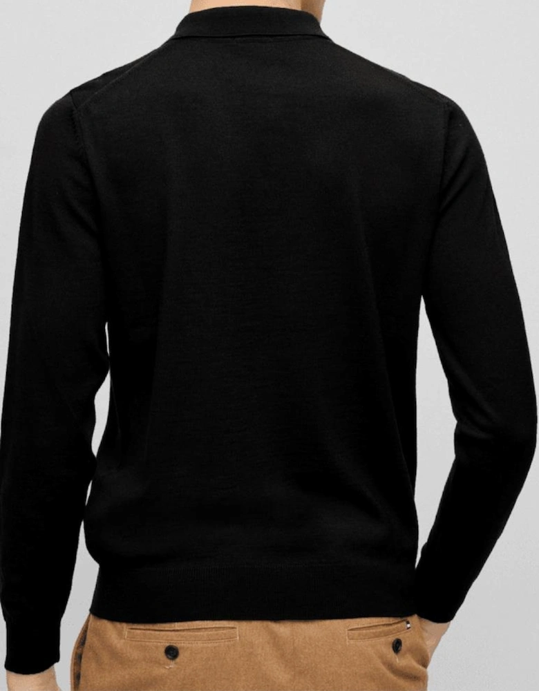 Bono-L Embroidered Logo Black Knitted Polo Sweater