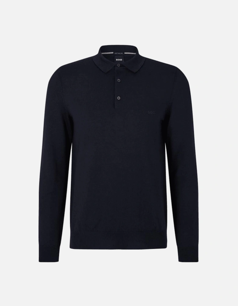 Bono-L Embroidered Logo Navy Knitted Polo Sweater