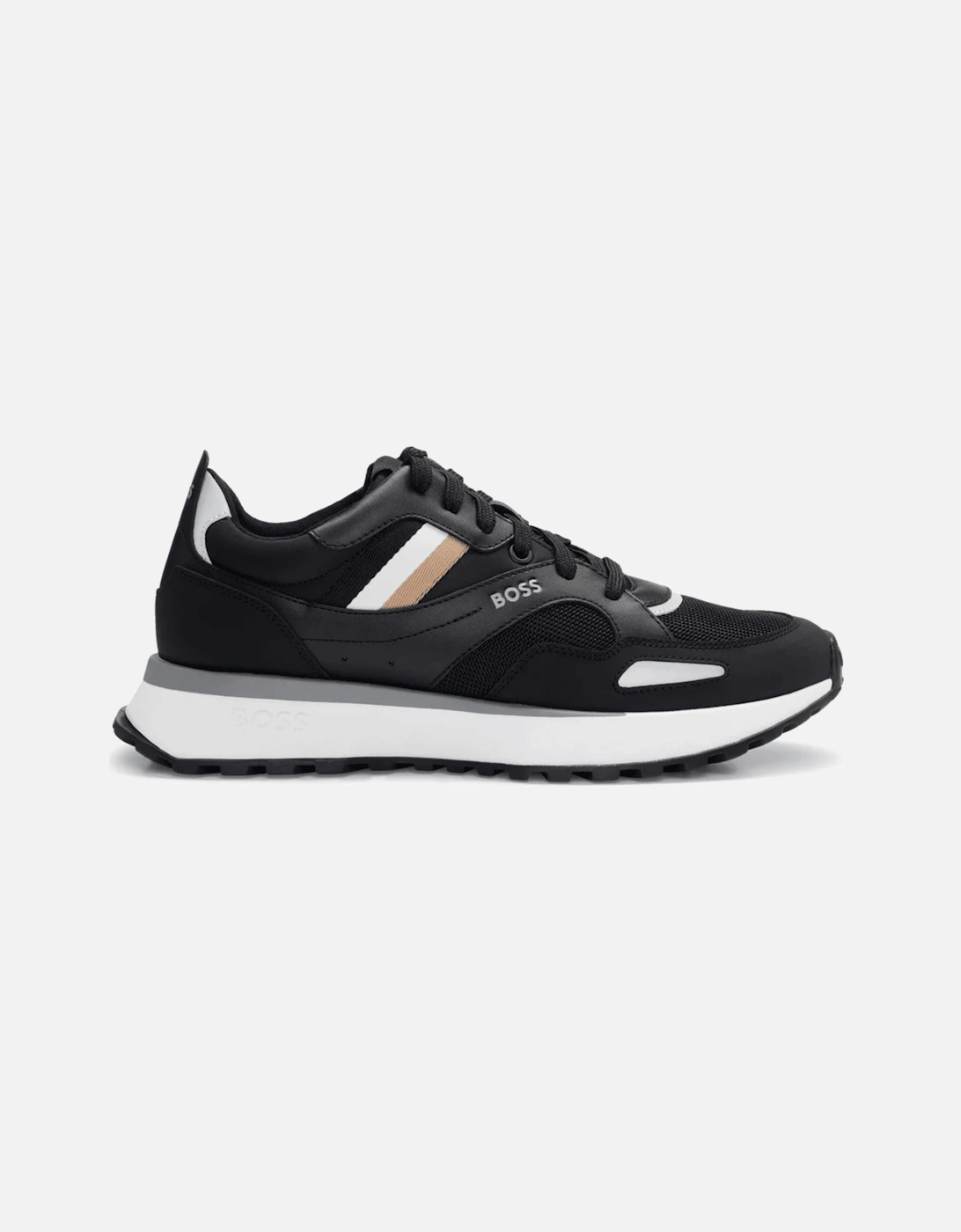 JONAH-RUNN Black Leather Sneaker/Trainer, 4 of 3