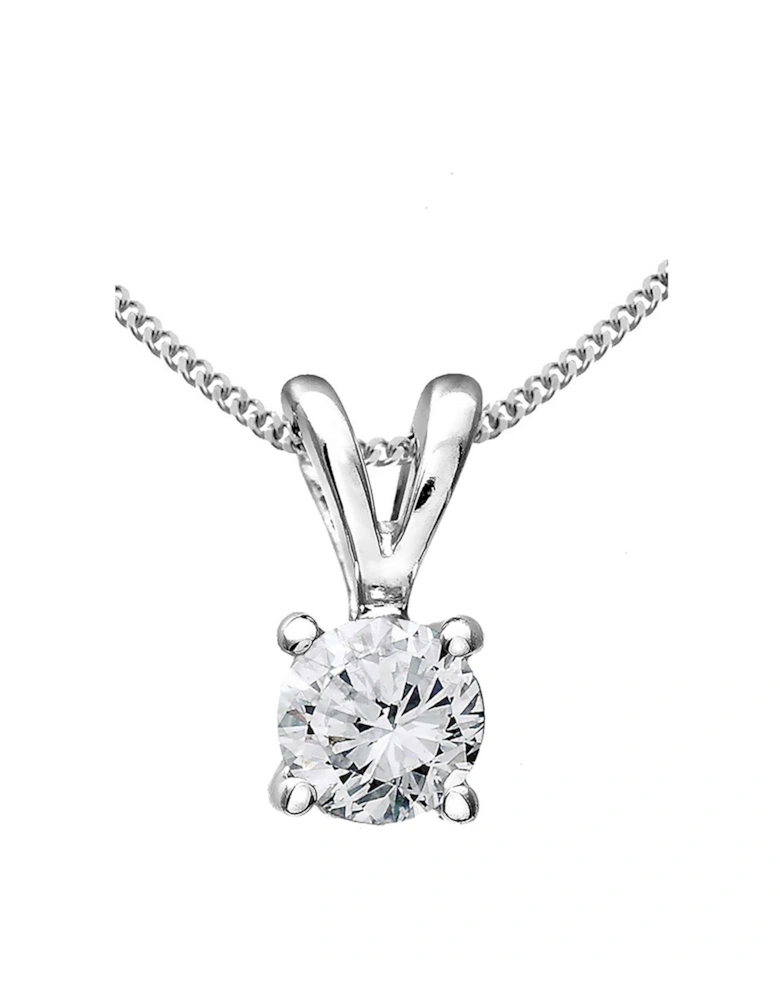 9 Carat White Gold 33 Point Diamond Solitaire Necklace