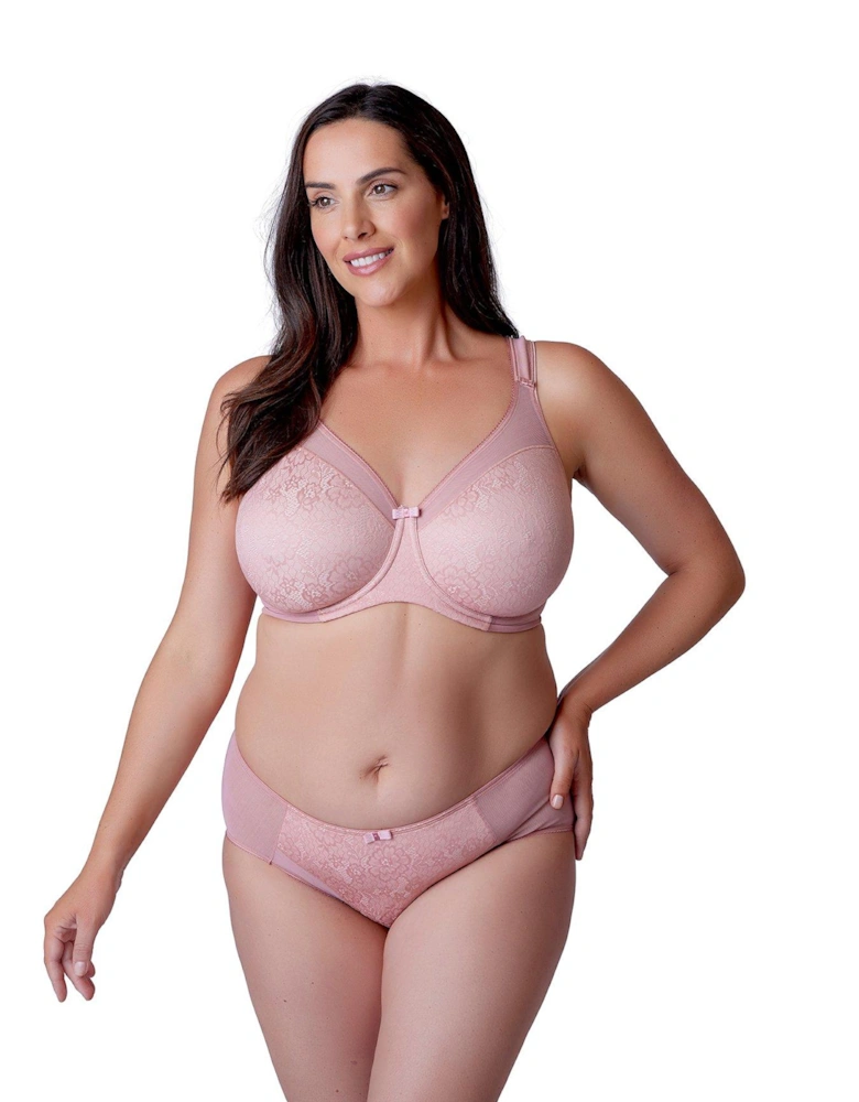 Beauty Lace Non Padded Underwire Everyday Minimiser Bra - Ash Rose