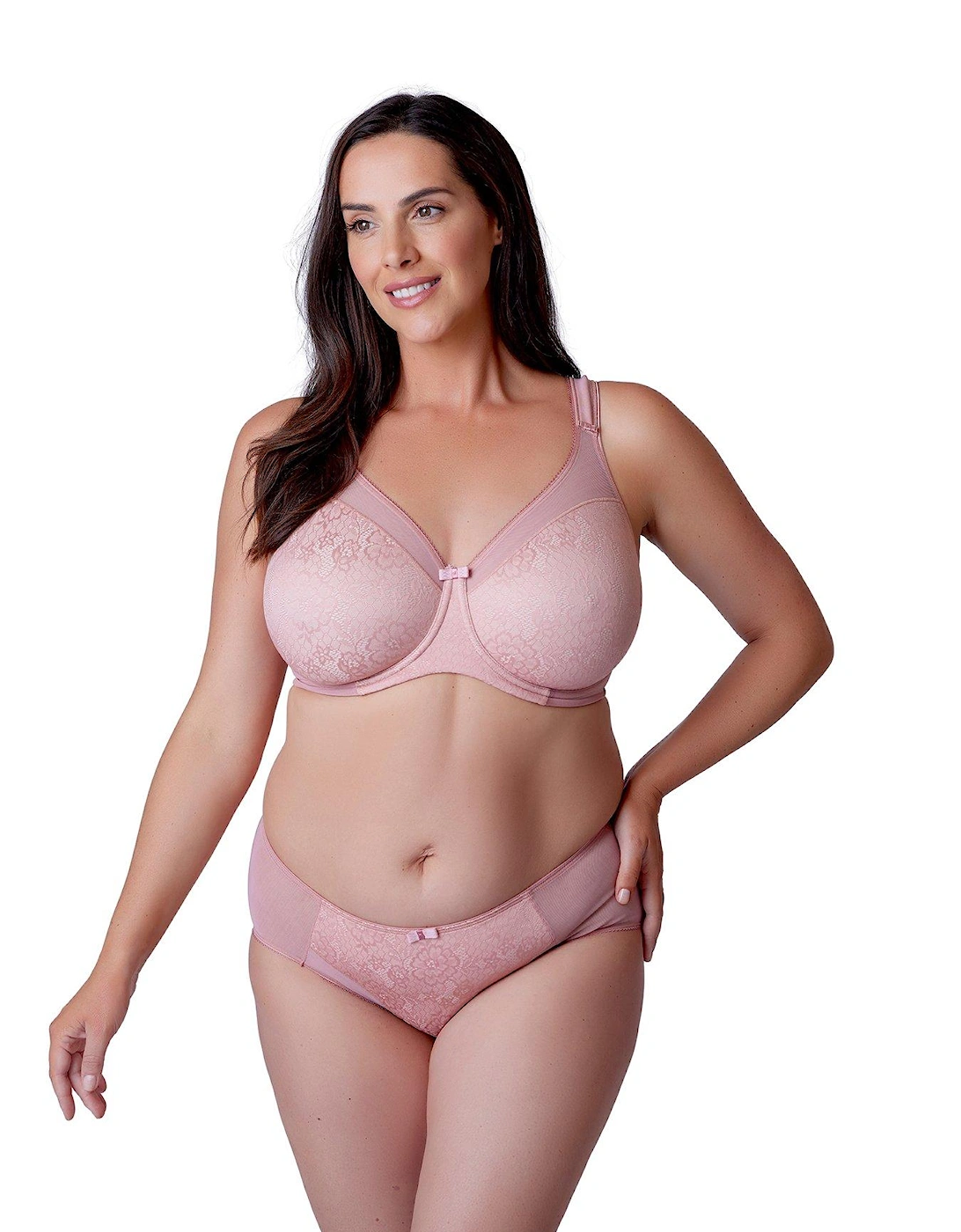 Beauty Lace Non Padded Underwire Everyday Minimiser Bra - Ash Rose, 2 of 1