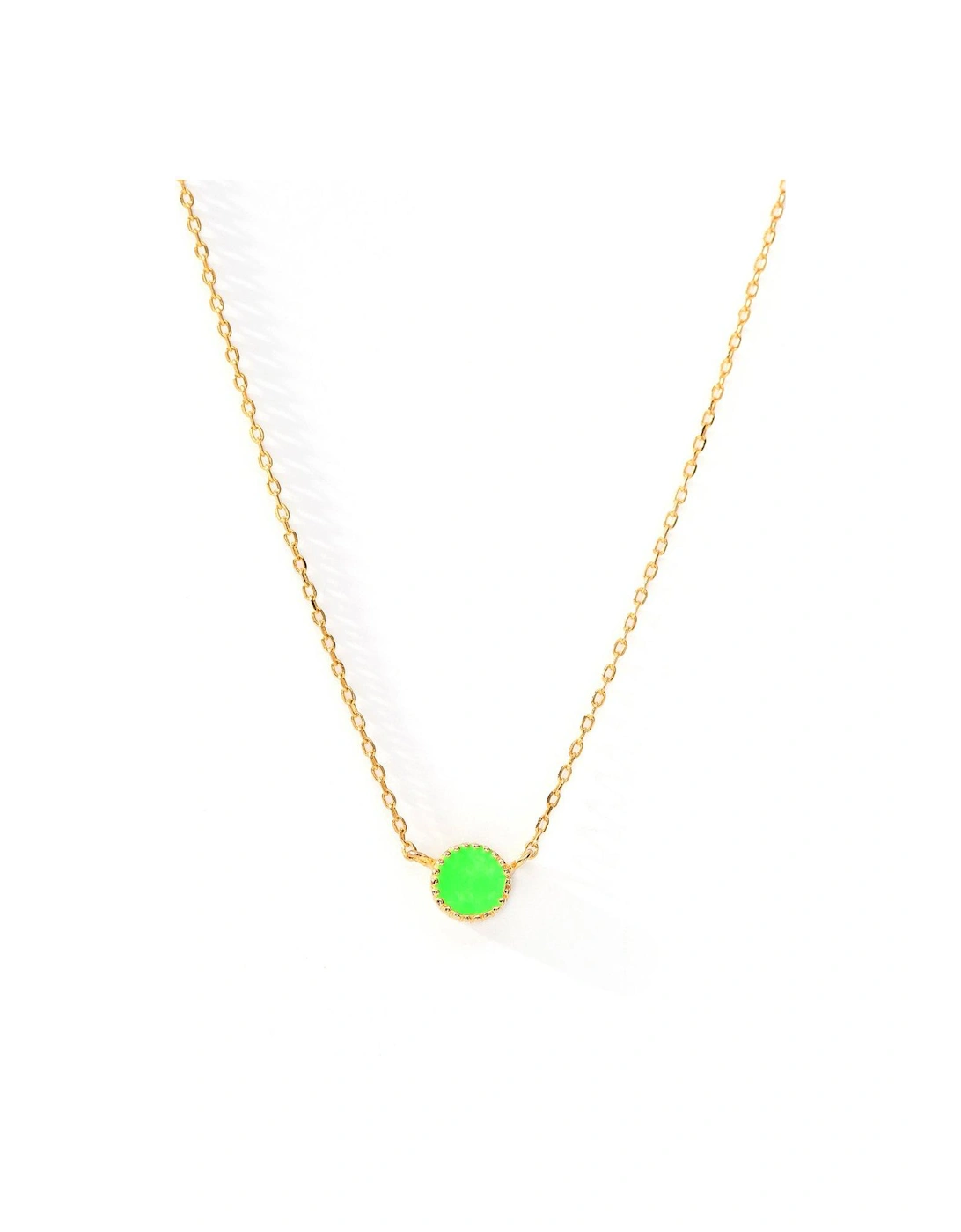 Gold Plated Sterling Silver Green Enamel Dainty Necklace, 3 of 2