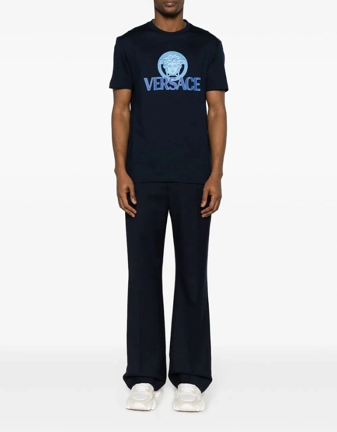 Medusa Logo Cotton T-shirt Navy