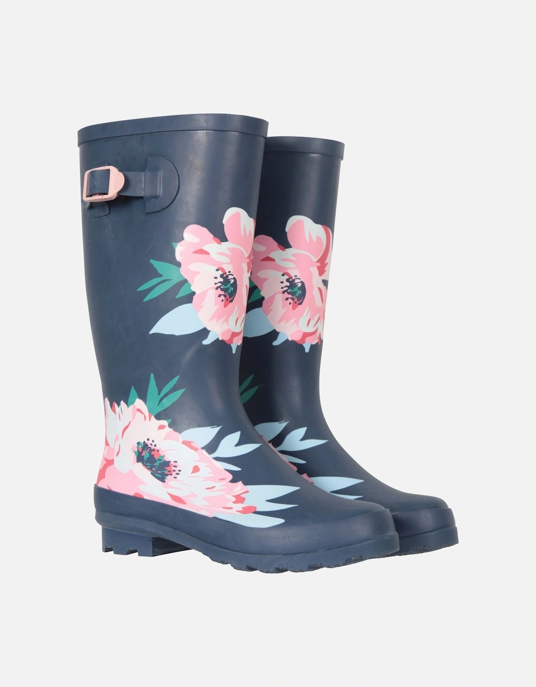 Womens/Ladies Floral Buckle Tall Wellington Boots, 6 of 5