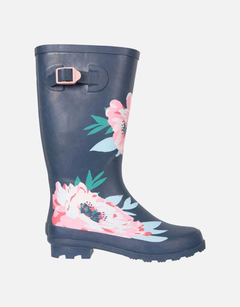 Womens/Ladies Floral Buckle Tall Wellington Boots