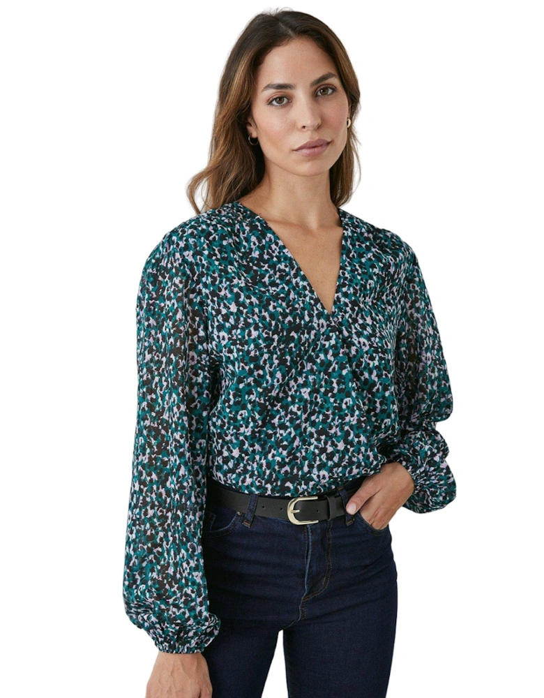 Womens/Ladies Animal Print Wrap Top