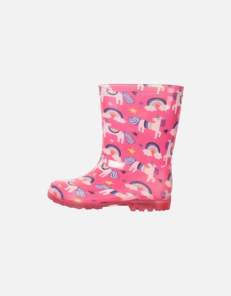 Childrens/Kids Splash Unicorn And Rainbow Light Up Wellington Boots