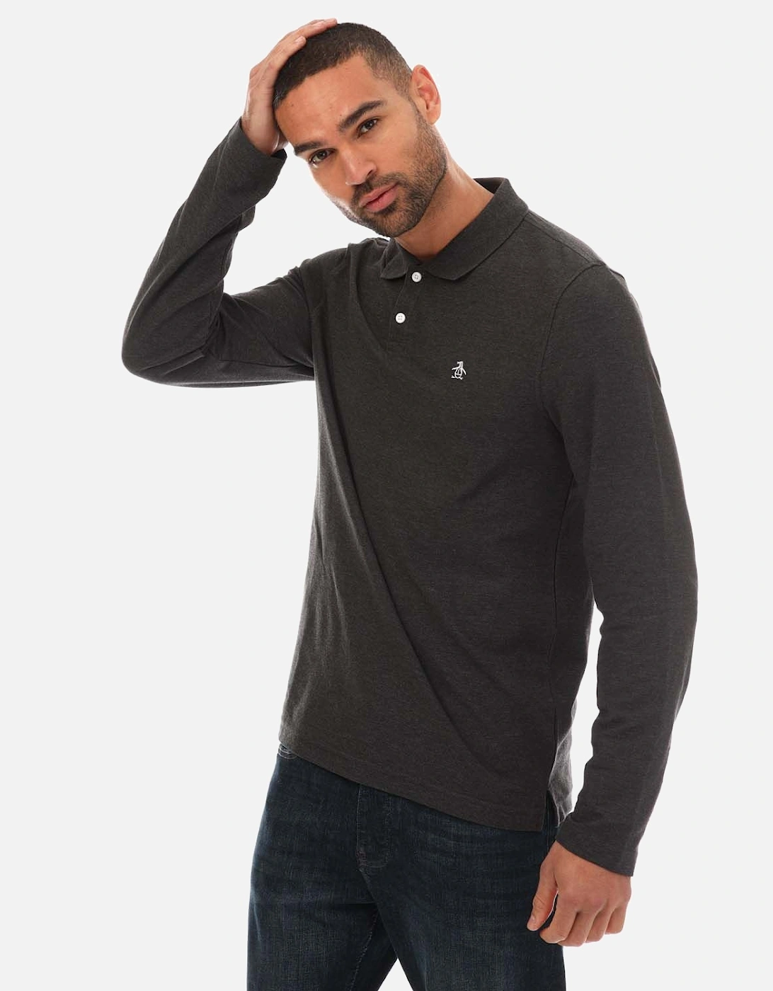 Mens Logo Long Sleeve Polo Shirt, 5 of 4