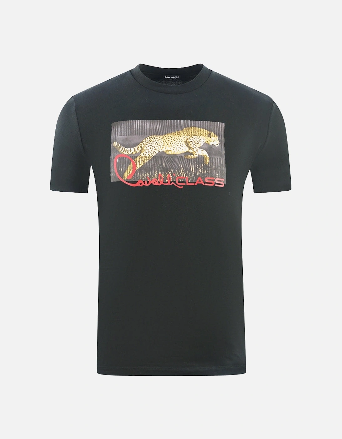 Cavalli Class Boxed Leopard Logo Black T-Shirt, 3 of 2