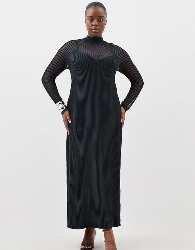 Plus Size ViscoseSheer Knit Column Midaxi Dress