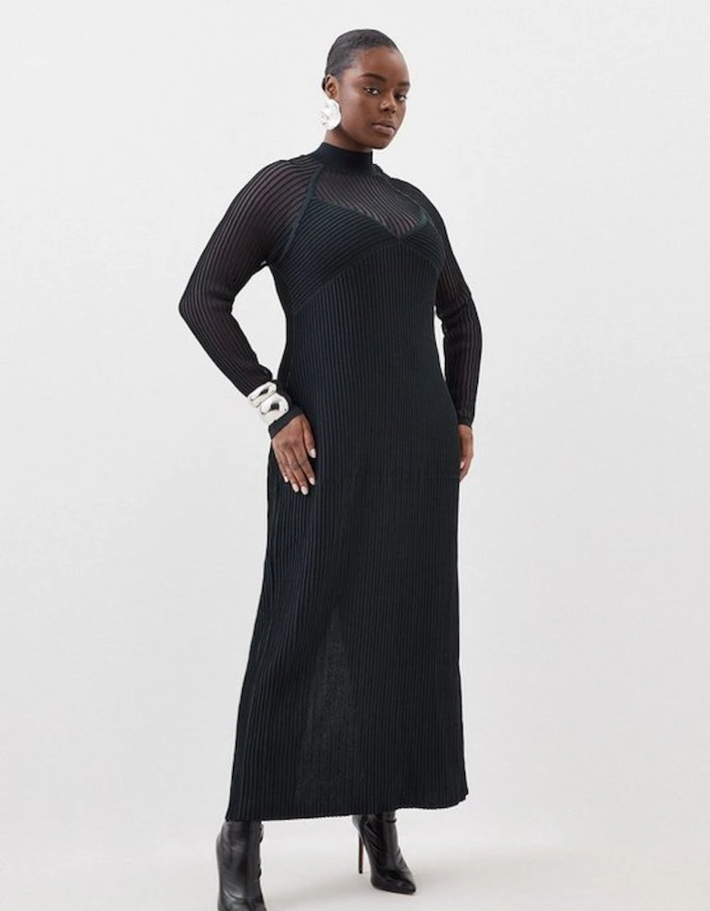 Plus Size ViscoseSheer Knit Column Midaxi Dress