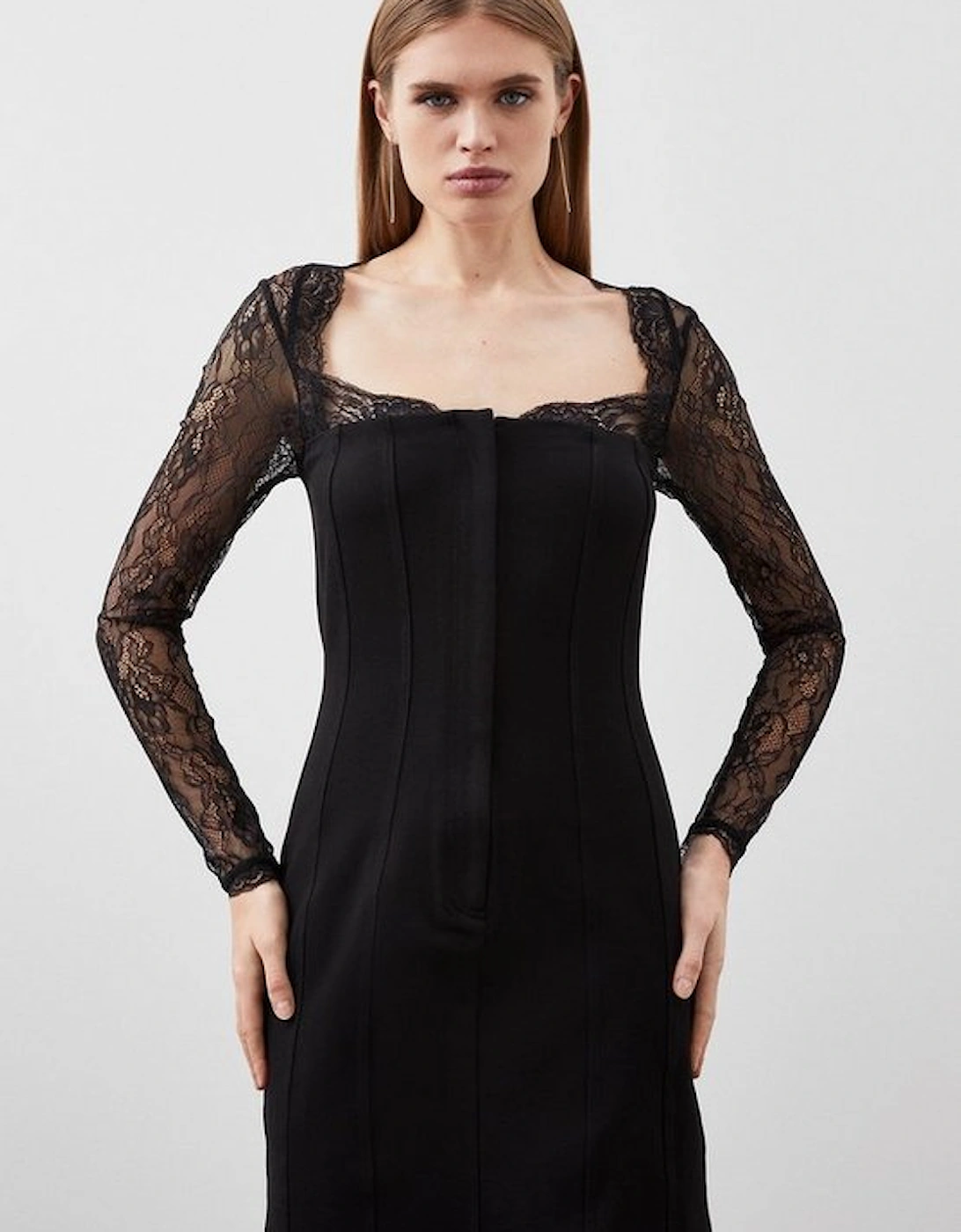 Jersey Ponte And Lace Mini Dress, 5 of 4