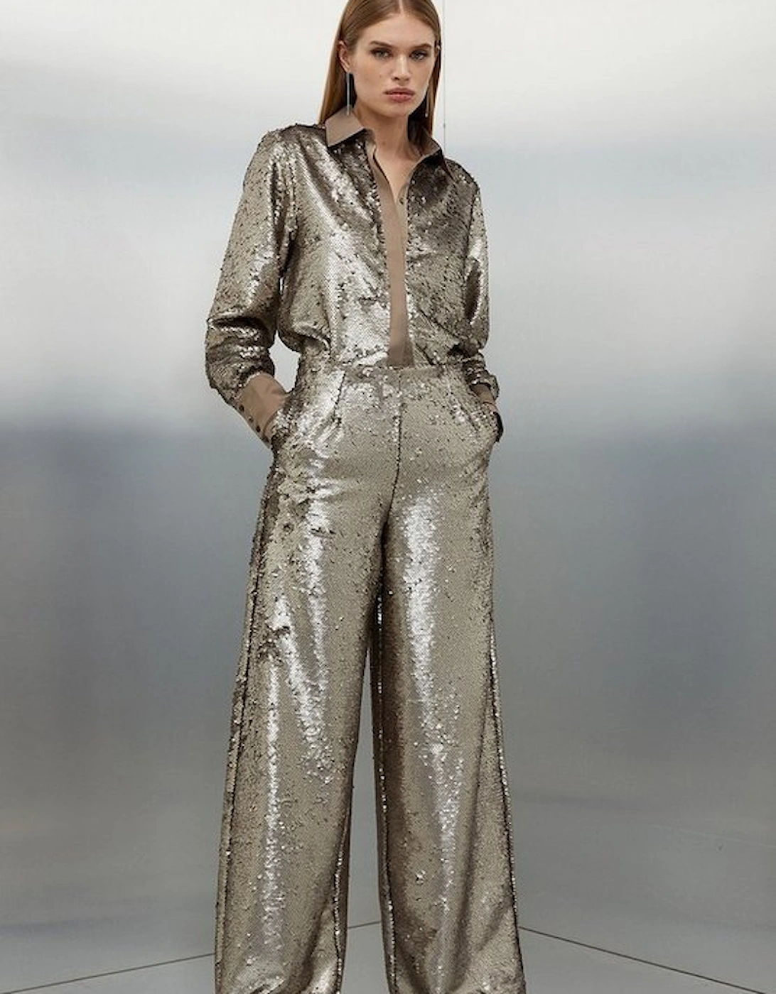 Sequin Woven Wide Leg Trousers, 5 of 4