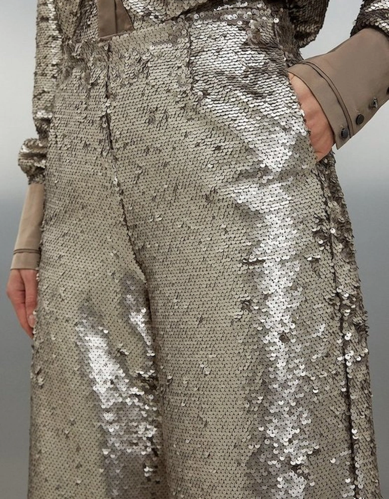 Sequin Woven Wide Leg Trousers