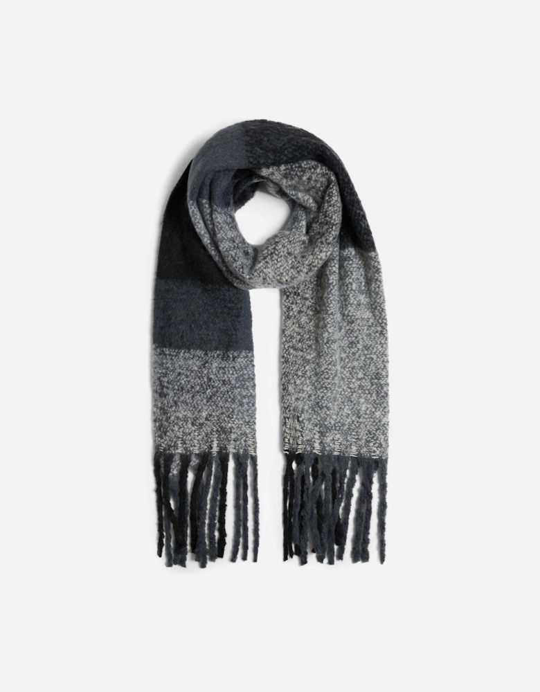 Asymmetrical Checkered Scarf Grey